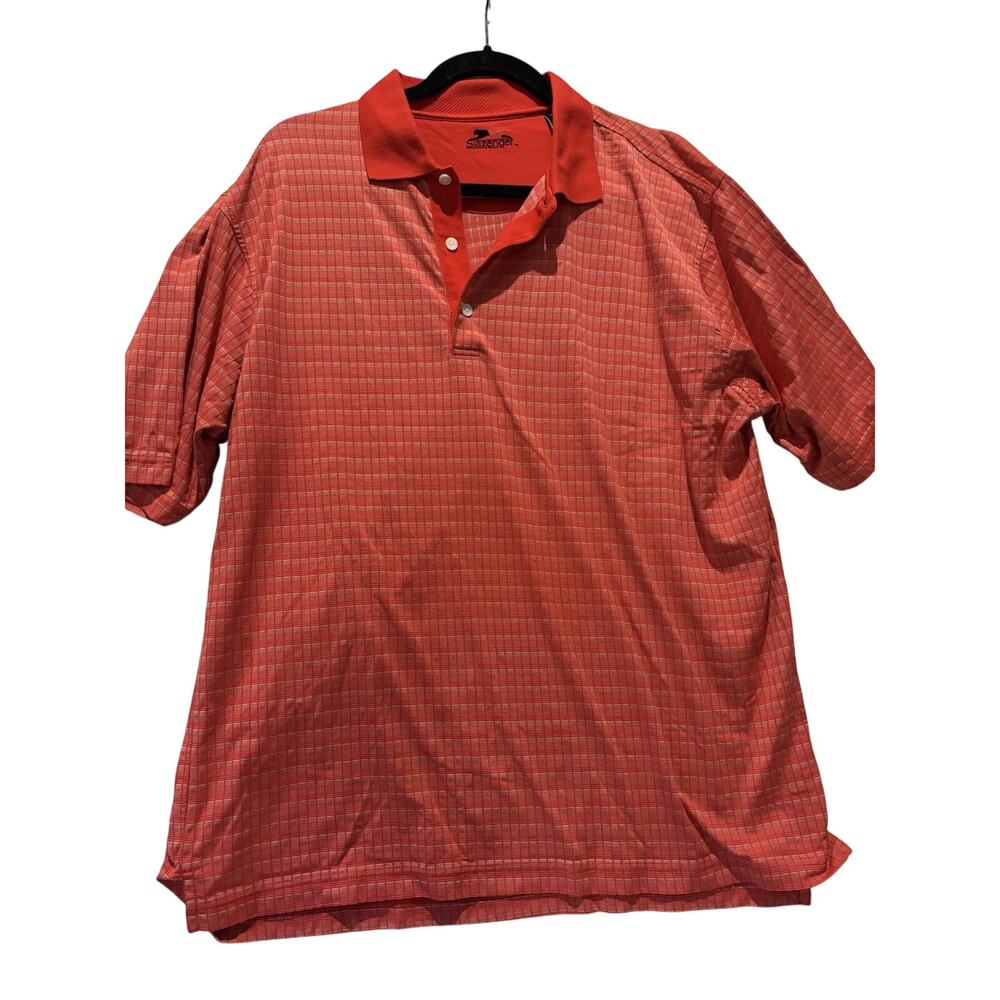 Slazenger Polo Shirt Mens Sz‎ L Red & White Split Hem Golf preppy career Capsule